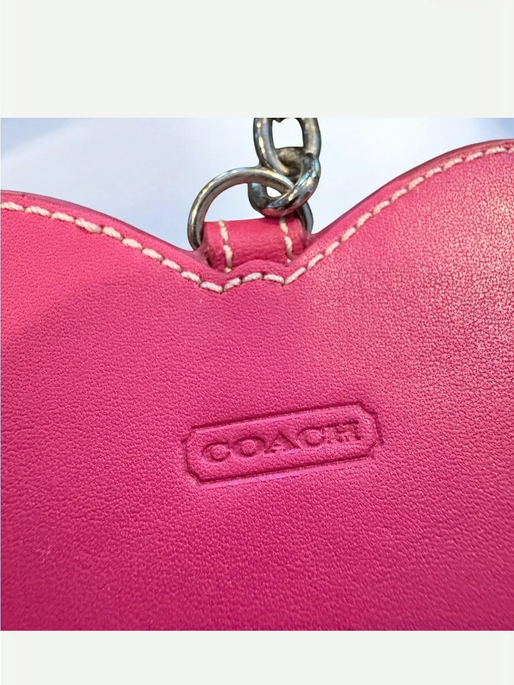**RARE** Coach Pink Leather Glitter Butterfly Keychain Fob Bag Charm.